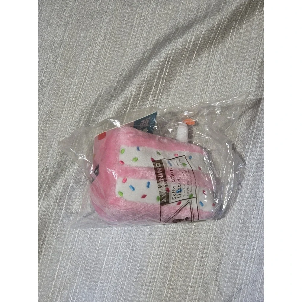 Birthday‎ Gifts for Dogs - Pink Birthday Cake Slice, Plush Squeaky Dog Toy, Dog